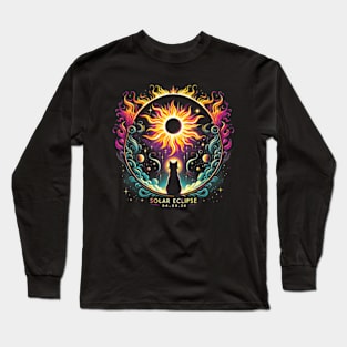View Totality April 8 2024 Cat Lover Astronomy Long Sleeve T-Shirt